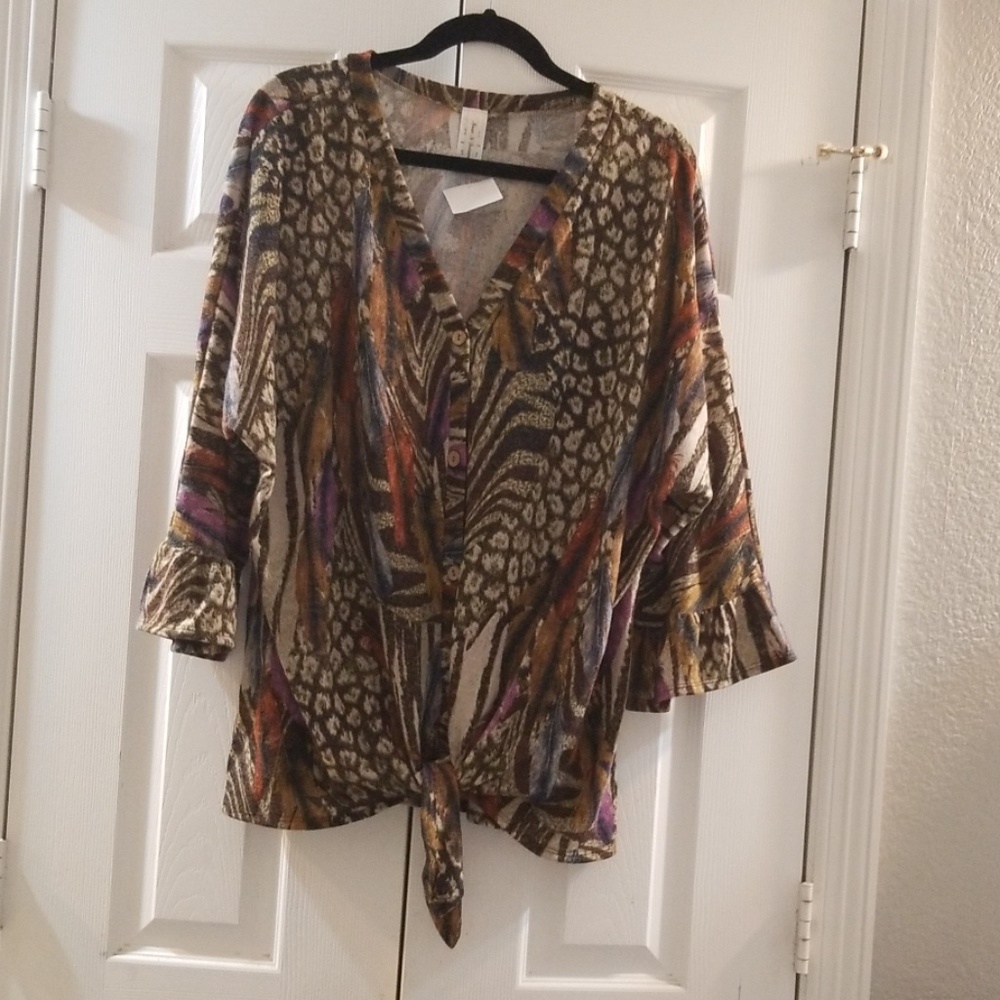 Tie Front Sweater, Size 3X